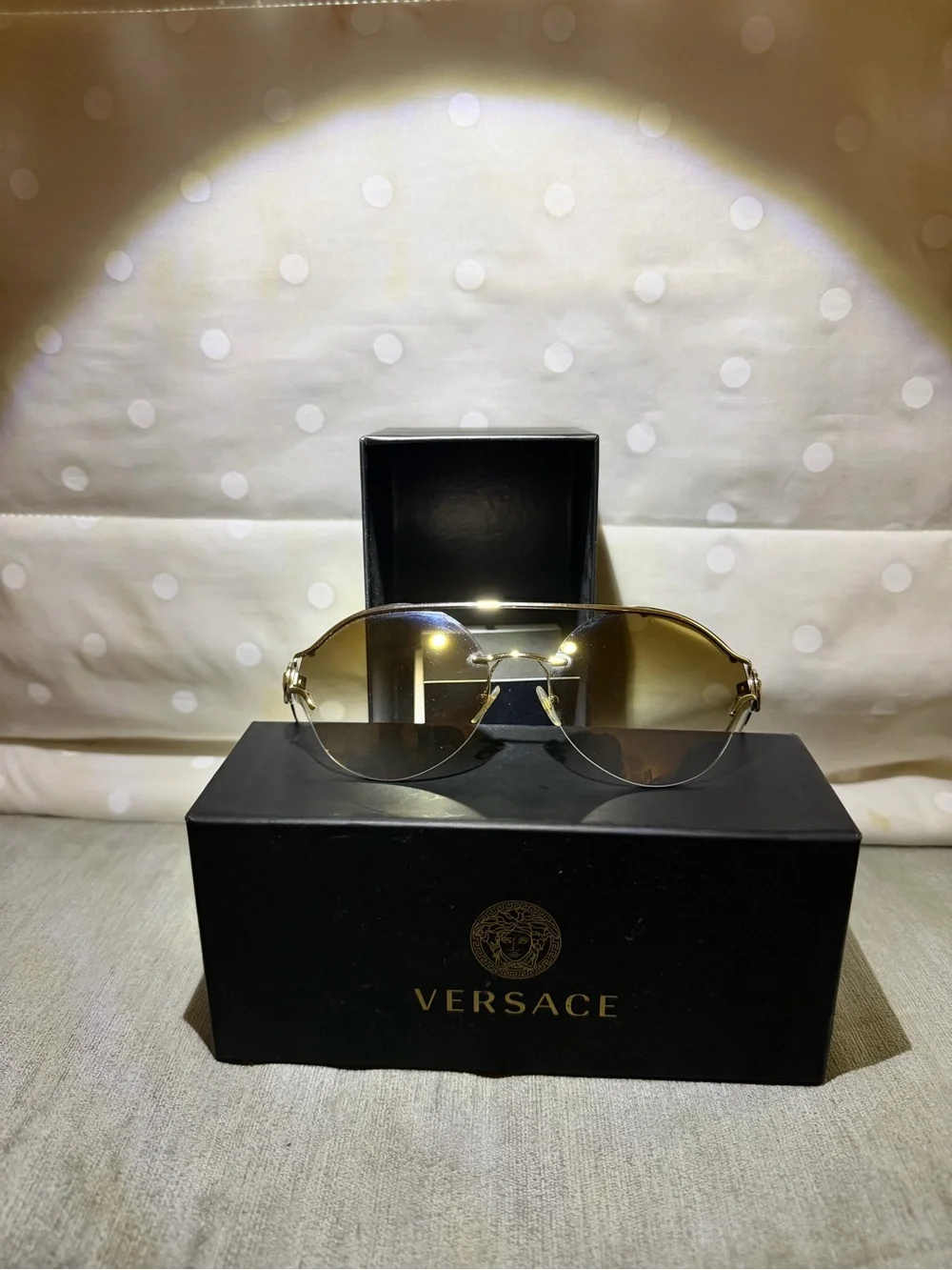 Versace Women’s Gold and Brown Gradient Aviator Sunglasses